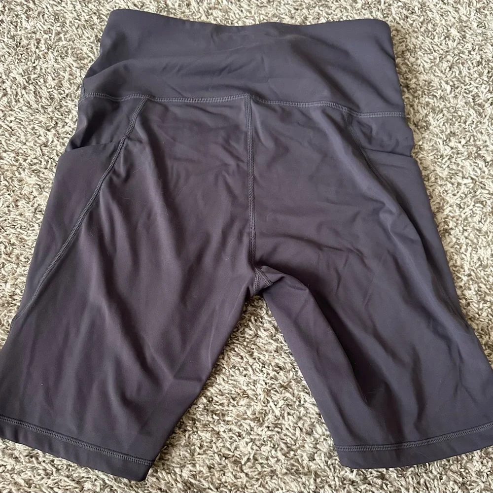 ADODOS Gray High Waisted Biker Shorts | Compression Yoga Gym Athleisure Shorts - Picture 3 of 5